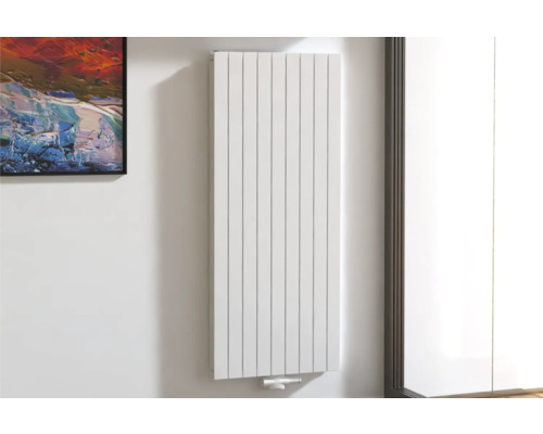 ROTHEIGNER Designradiator PANEL 1600 x 662 mm wit aansluiting midden onder Verticale radiator aan een muur gemonteerd