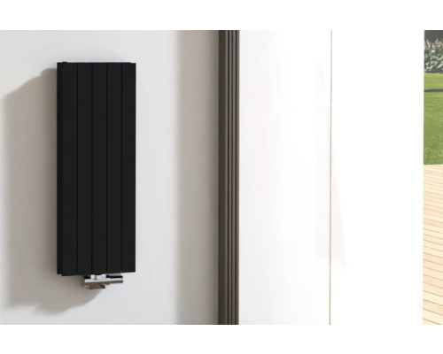 ROTHEIGNER Designradiator PANEL 1000 x 366 mm zwart aansluiting midden onder Zwarte radiator aan de muur met buisaansluiting
