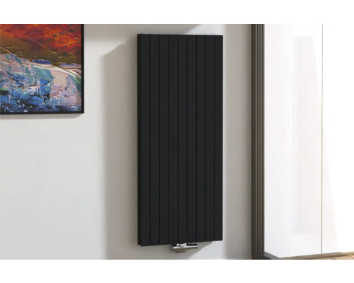 ROTHEIGNER Designradiator PANEL 1600 x 662 mm zwart aansluiting midden onder Verticale paneelradiator gemonteerd aan een muur