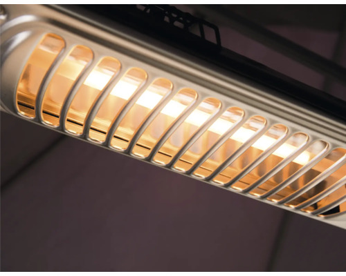 Close-up van een infraroodstraler met beschermrooster