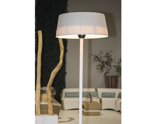 Elektrische terrasverwarmer in lampvorm met lampenkap voor buiten
