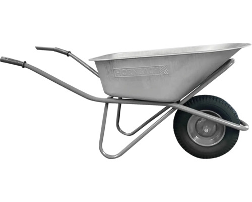 Stalen kruiwagen met rubberband en Hornbach logo