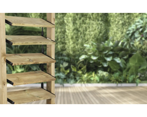 Houten rek met vier niveaus voor buiten