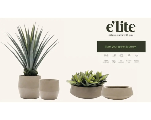 Decoratieve kunstplanten in bijpassende bloempotten.