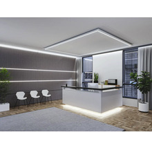 Receptie met ontvangstbalie, stoelen en verlichting