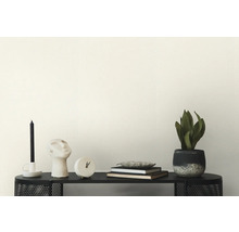 Decoratie met kaars, sculptuur, klok, boeken en kamerplant op een zwart rek