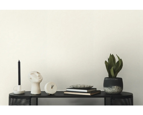 Decoratie met kaars, sculptuur, klok, boeken en kamerplant op een zwart rek