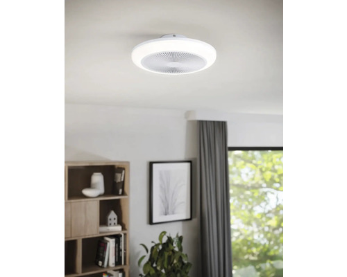 Plafondventilator met verlichting in een woonkamer