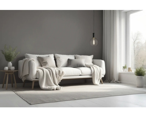 Woonkamer met bank, vloerkleed en decoratie voor een gezellige sfeer