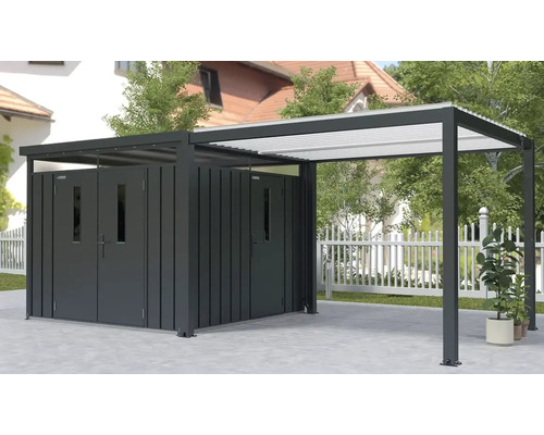 Tuinhuis met overkapping in de buitenruimte