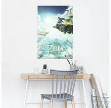 Poster van The Legend of Zelda: Tears of the Kingdom aan een muur boven een bureau
