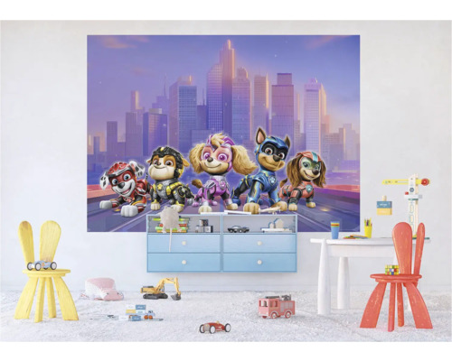 Kinderkamer met Paw Patrol muurschildering en kindermeubels