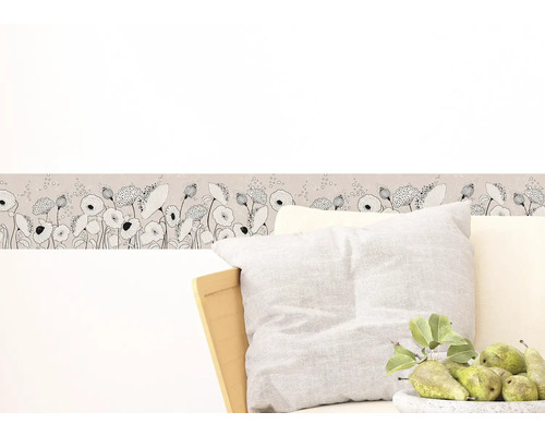 Wandborder met bloemmotief in de slaapkamer