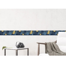 Kamerdecoratie met rand met bladmotief in goud en blauw