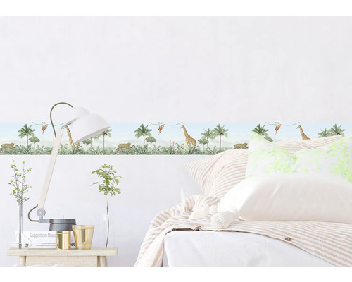 Muurrand met jungle motieven in de slaapkamer