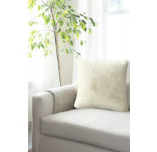 Decoratief kussen op een bank naast een kamerplant