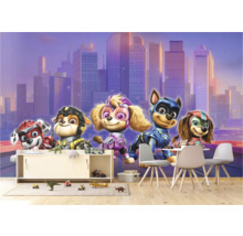 Fotobehang met Paw Patrol-motief in een kinderkamer