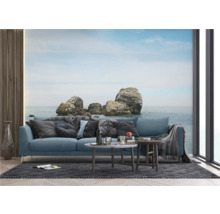 Fotobehang met rotsen aan zee in de woonkamer