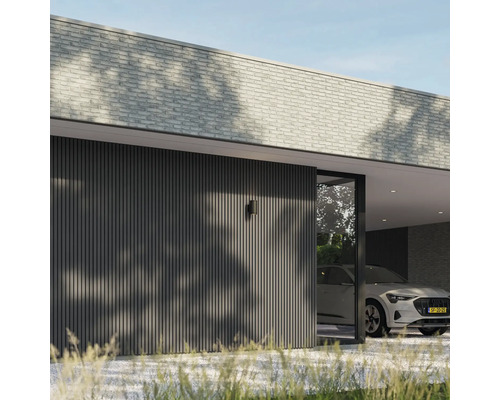Modern huis met gevelbekleding, metselwerk en carport