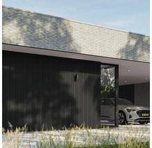 Modern huis met carport en geparkeerde auto