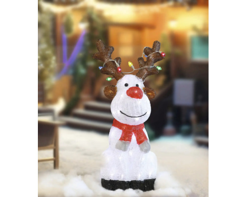 Decoratief lichtgevend rendier voor buiten met gewei en sjaal