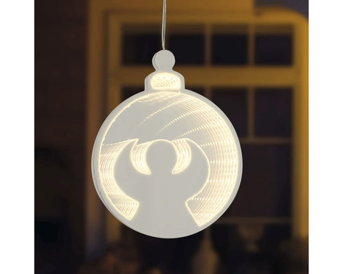 Kerstbal met engelmotief en ledverlichting