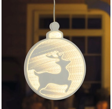 Decoratieve kerstbal met rendiermotief en ledverlichting.