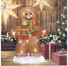 Peperkoekmannetje figuur met verlichting en sjaal als kerstdecoratie