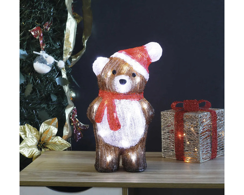 Decoratieve lichtgevende teddybeer met kerstmuts en geschenkdoos voor de kerstperiode