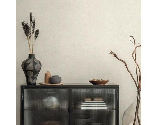 Zwart dressoir met glazen fronten en decoratieve accessoires voor een stijlvolle ambiance