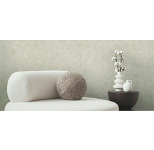 Decoratief interieur met zitmeubelen, sierkussens, vazen en katoentakken