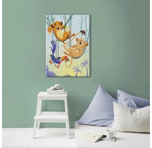 Wanddecoratie met een illustratie van dieren op schommels in jungle-stijl