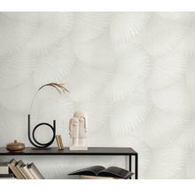 Decoratief behang met waaiermotief in een heldere tint