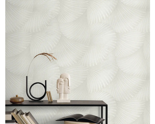 Decoratief behang met waaiermotief in een heldere tint