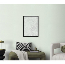 Woonkamerdecoratie met ingelijste afbeelding van bladerenpatroon