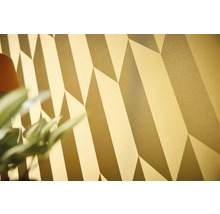 Close-up van een wandbehang met geometrisch patroon