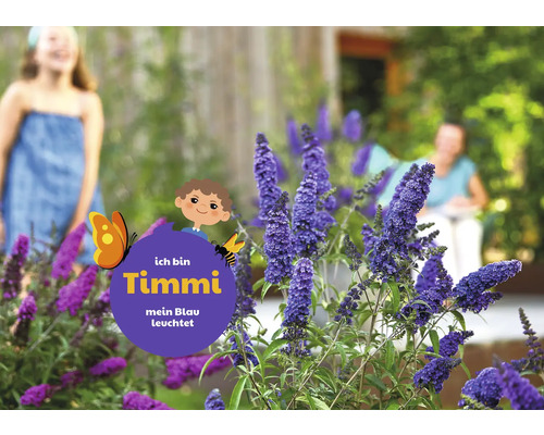 Vlinderstruik in de tuin met kind op de achtergrond