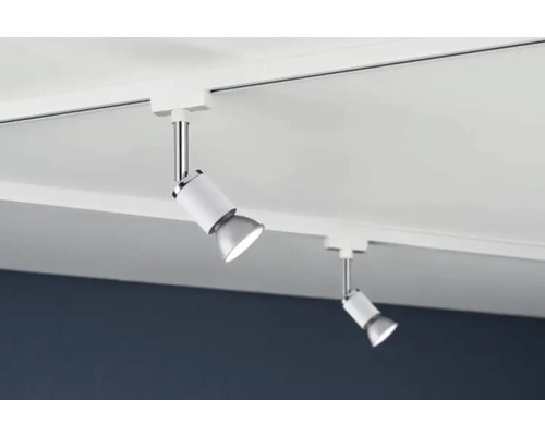 Twee plafondspots aan een stroomrail voor binnenverlichting