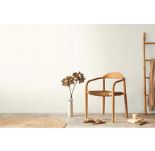 Lichte kamer met houten stoel, tapijt, decoratie en ladder