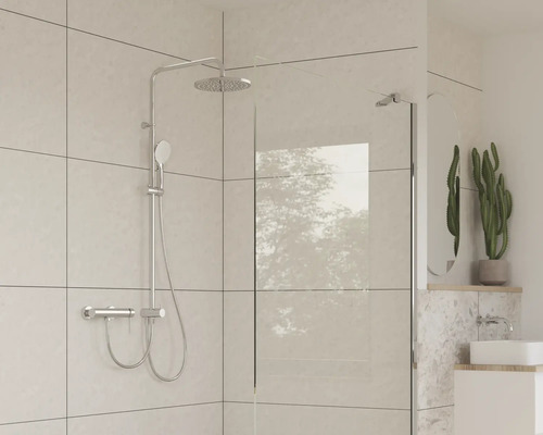 Inloopdouche met thermostatische douchekraan, hoofd- en handdouche in moderne badkamer