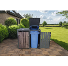 Afvalcontainerbox met een afvalcontainer in de tuin