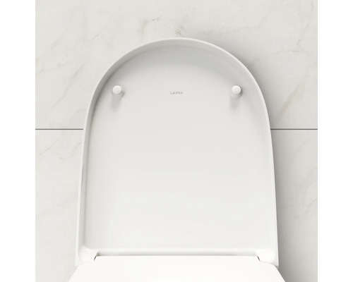 Laufen logo op een toiletbril