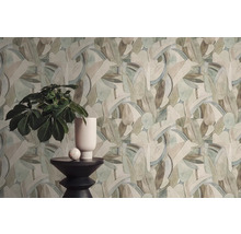 Behang met plantmotief in een kamer.