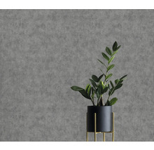 Grijs vliesbehang met plant in pot als decoratie