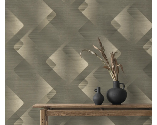 Behang met geometrisch patroon op een muur