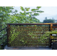 Decoratieve groene plantenwand met houten frame voor buiten