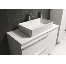 Wastafelmeubel met opzetwastafel, kraan en zeepdispenser