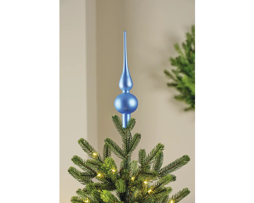 Blauwe kerstboom piek ornament op kerstboom