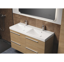 Dubbele wastafel met onderkast en spiegel voor badkamer