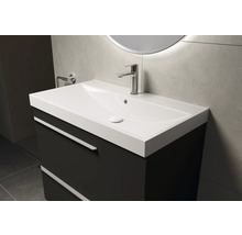 Wastafelcombinatie met witte wasbak en onderkast met lades